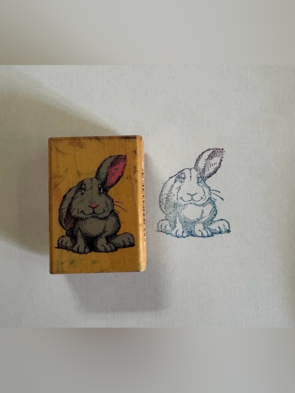Vintage 1991 Comotion Rubber Stamps Harvey Hare Bunny Rabbit Wood Mount Stamp